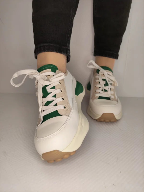 PANTOFI CASUAL DAMA PASS 60006C 97-N CREM CU VERDE - imagine 4