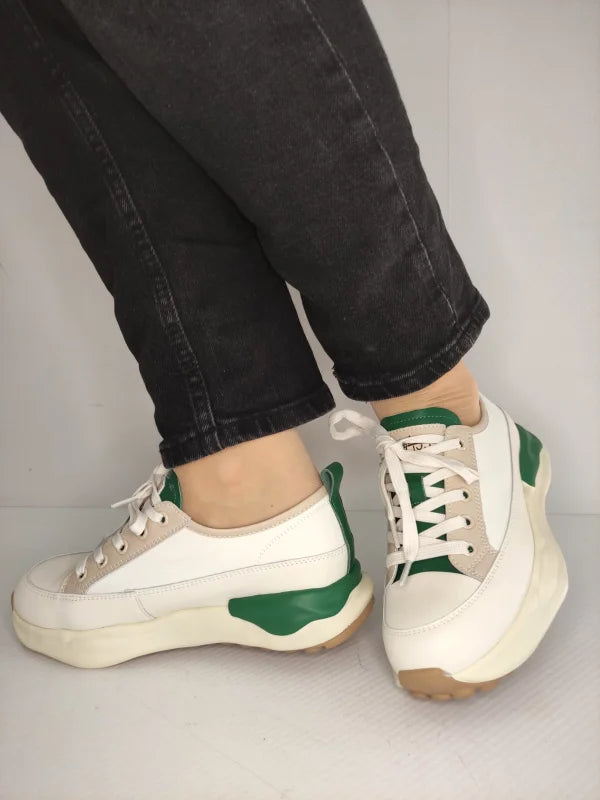 PANTOFI CASUAL DAMA PASS 60006C 97-N CREM CU VERDE - imagine 2