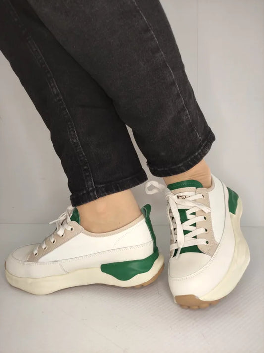 PANTOFI CASUAL DAMA PASS 60006C 97-N CREM CU VERDE