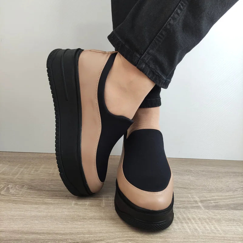 PANTOFI CASUAL DAMA PERLLA 1375-9 GREJ CAPUCINO + STRETCH NEGRU - imagine 4