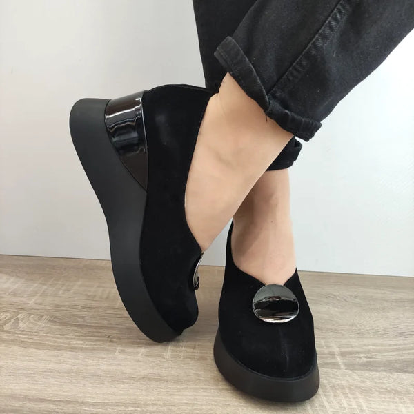 PANTOFI CASUAL DAMA PERLLA 1444-2 NEGRI VELUR - imagine 5