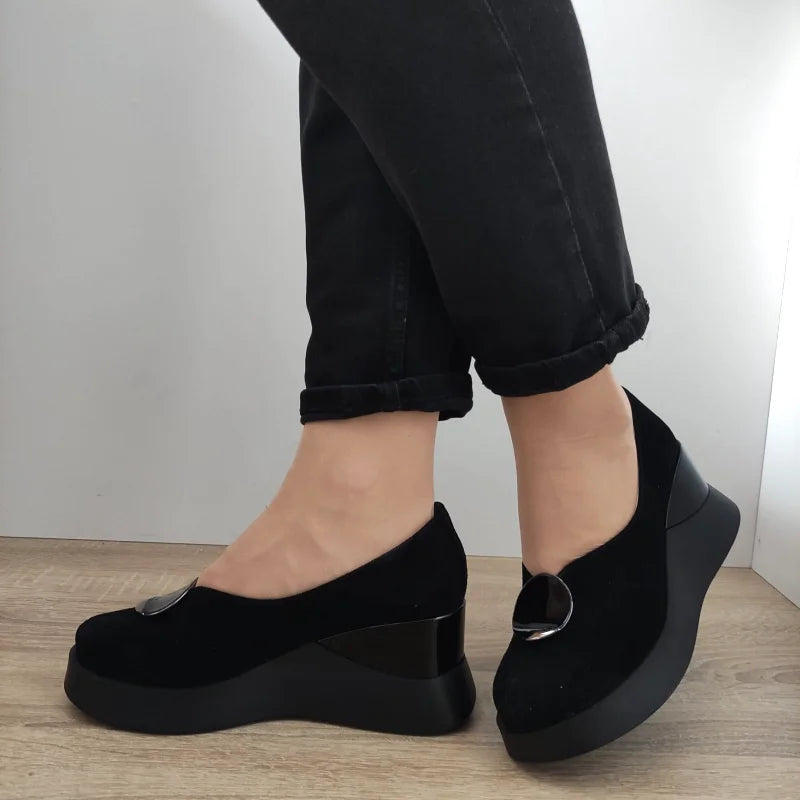 PANTOFI CASUAL DAMA PERLLA 1444-2 NEGRI VELUR - imagine 2