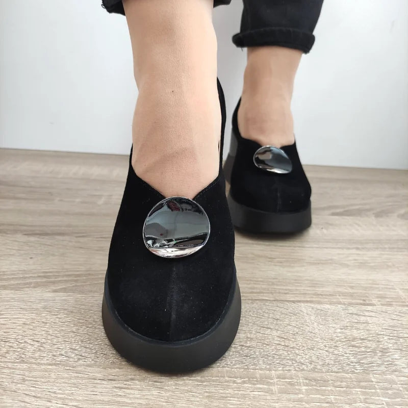 PANTOFI CASUAL DAMA PERLLA 1444-2 NEGRI VELUR - imagine 4