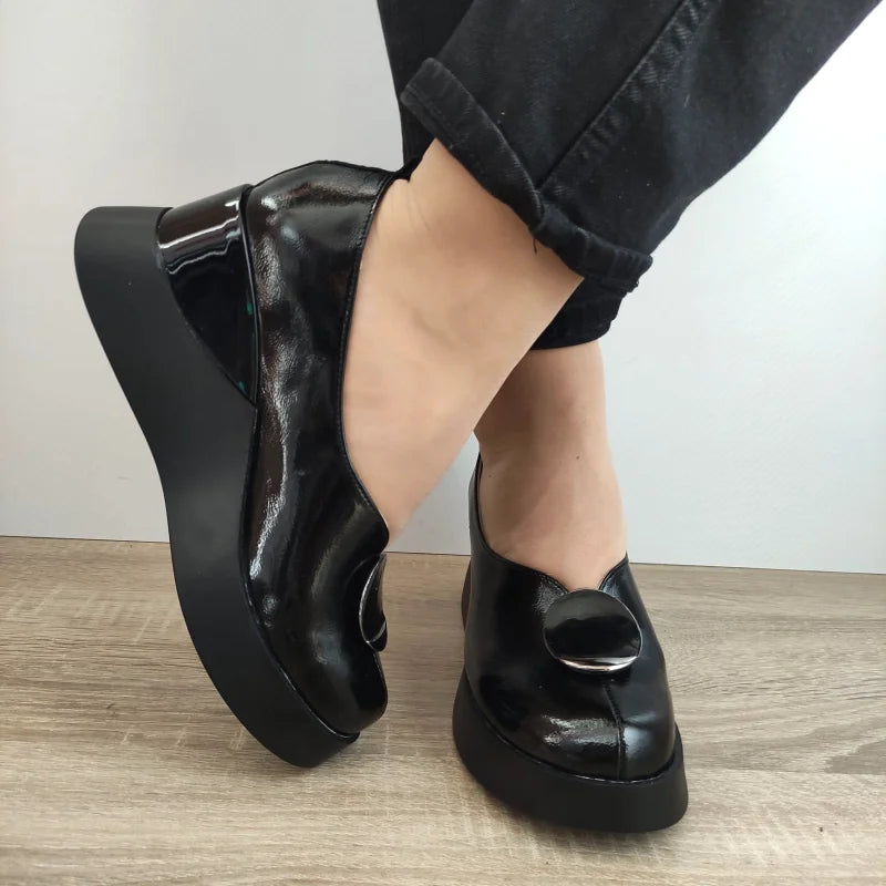 PANTOFI CASUAL DAMA PERLLA 1444-3 NEGRI LAC - imagine 4