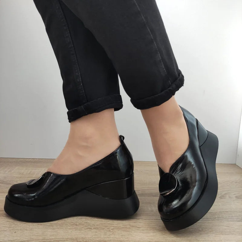 PANTOFI CASUAL DAMA PERLLA 1444-3 NEGRI LAC - imagine 2
