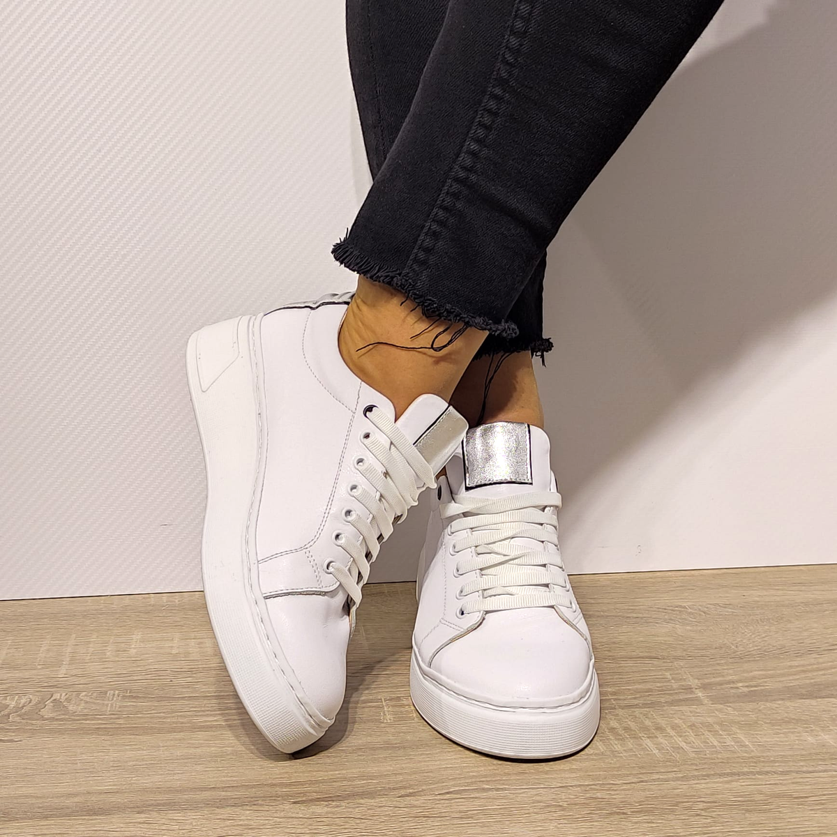 PANTOFI CASUAL DAMA PERLLA 3163-1 ALBI - imagine 4