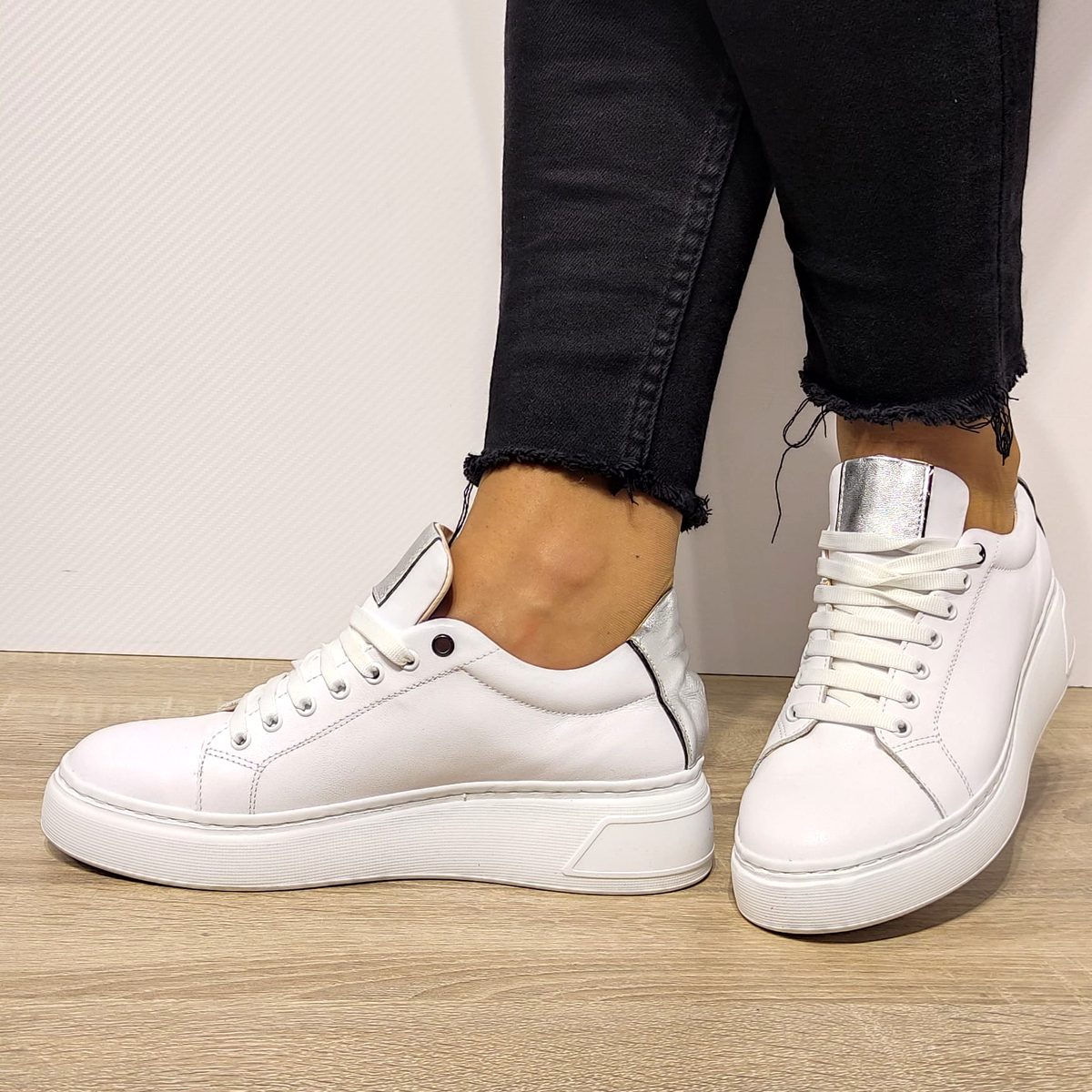 PANTOFI CASUAL DAMA PERLLA 3163-1 ALBI - imagine 2