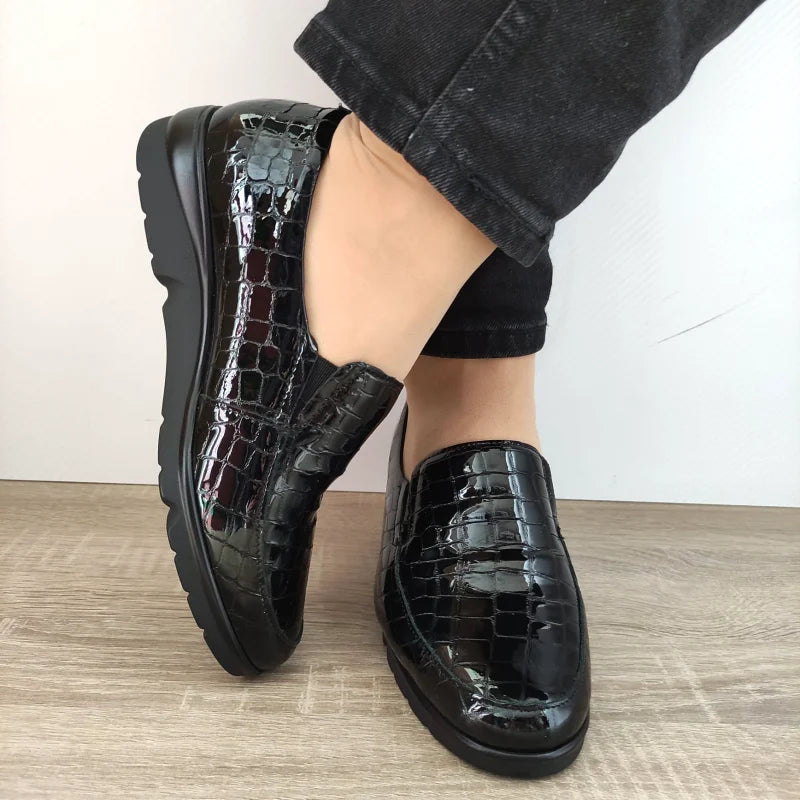 PANTOFI CASUAL DAMA PITILLOS 10003 NEGRI CROCO - imagine 4
