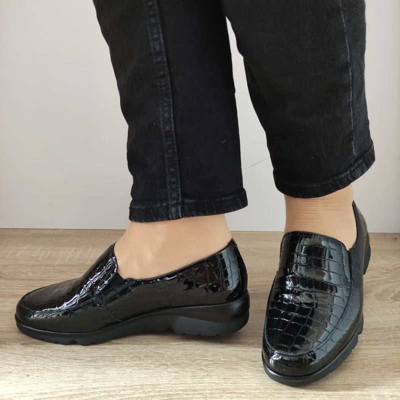 PANTOFI CASUAL DAMA PITILLOS 10003 NEGRI CROCO - imagine 2