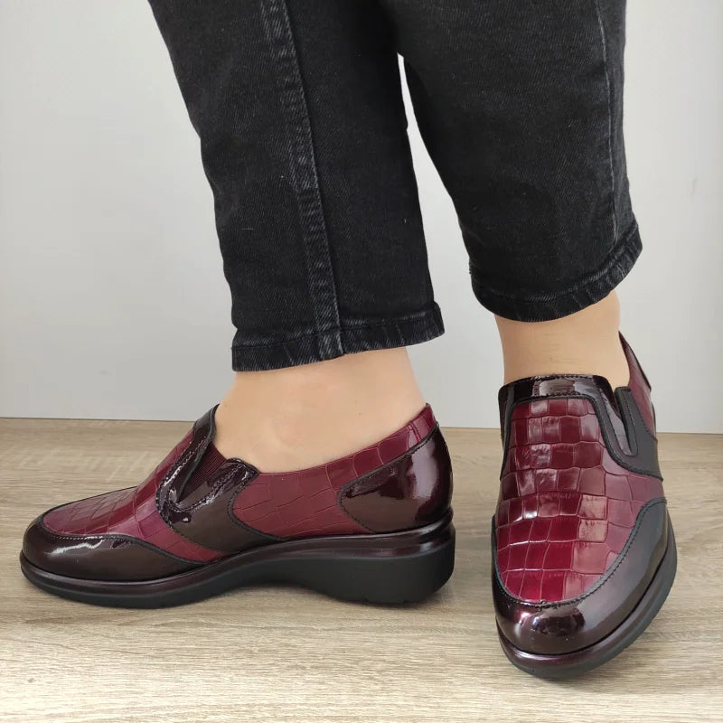 PANTOFI CASUAL DAMA PITILLOS 10024 BORDO CROCO - imagine 2
