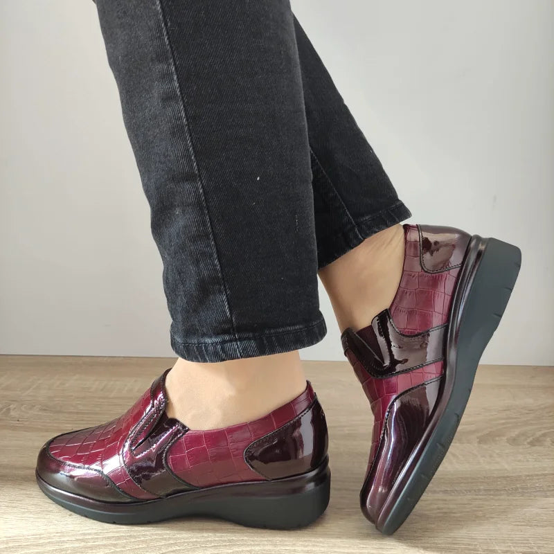 PANTOFI CASUAL DAMA PITILLOS 10024 BORDO CROCO - imagine 3
