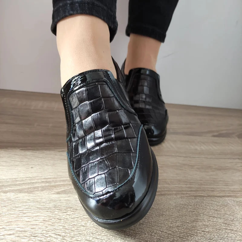 PANTOFI CASUAL DAMA PITILLOS 10024 NEGRI CROCO - imagine 4