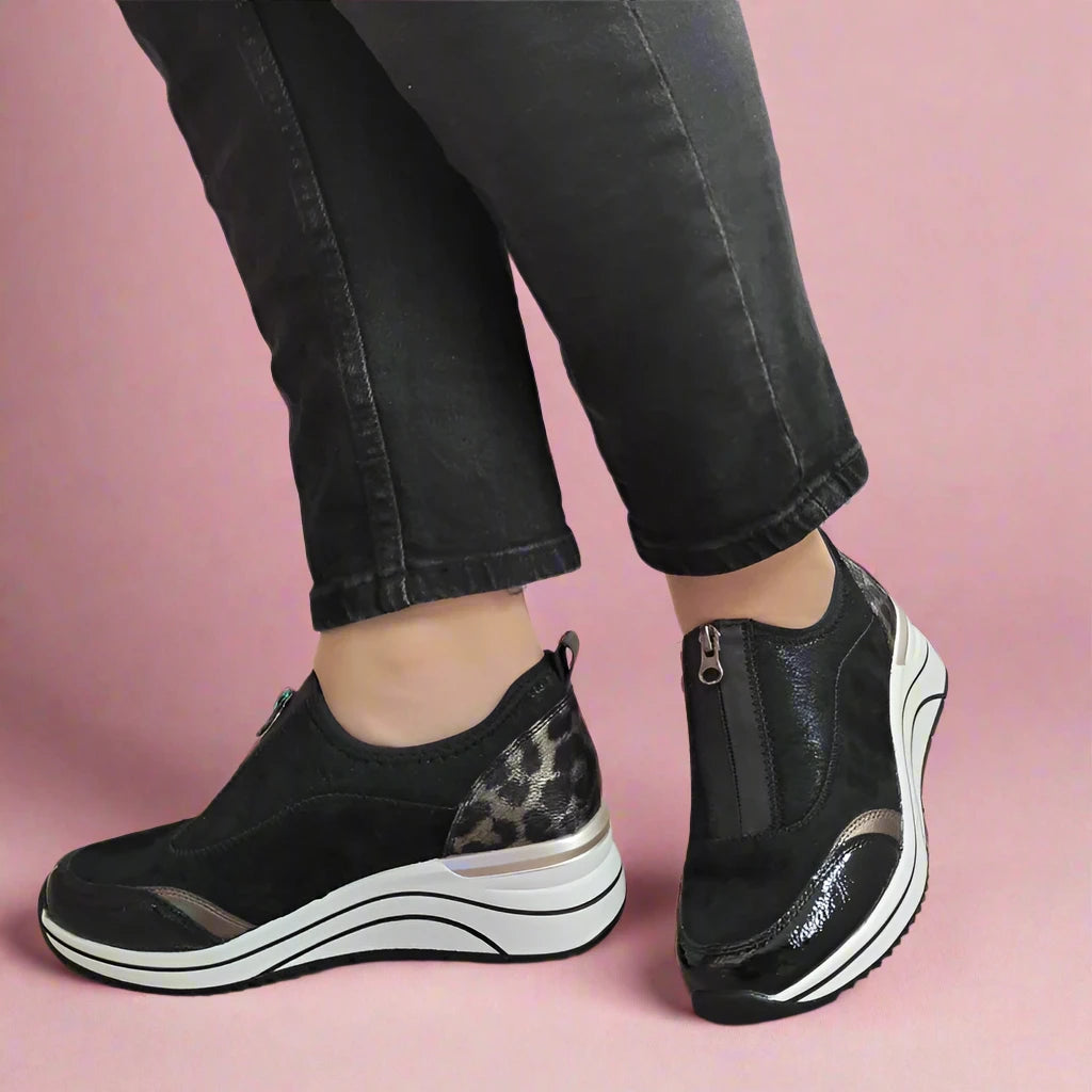 PANTOFI CASUAL DAMA REMONTE D0T08-02 NEGRE VELUR CU LAC