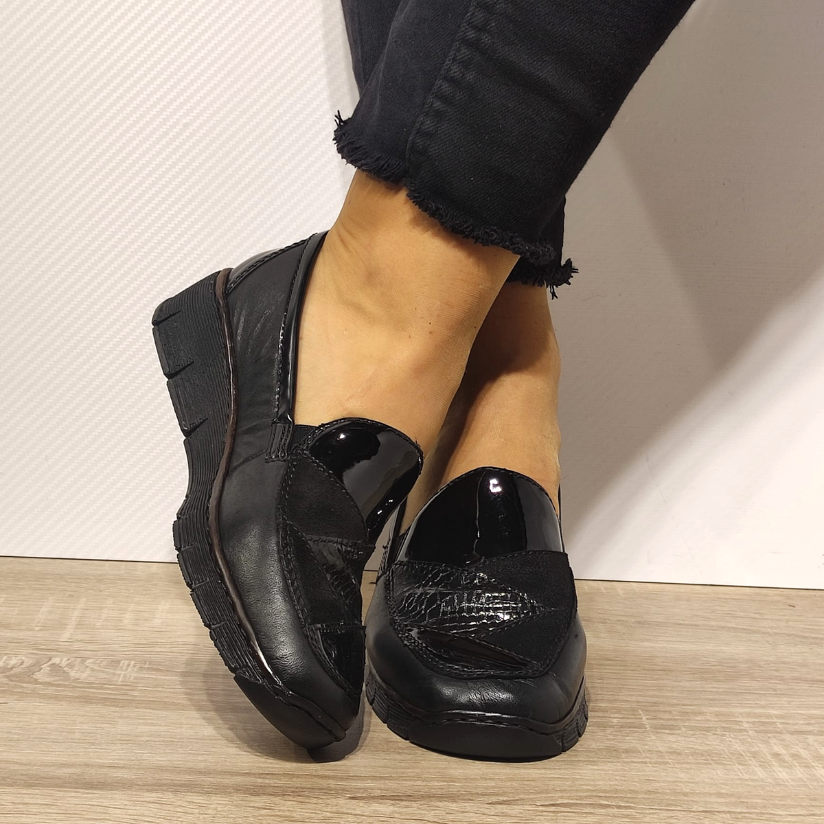 PANTOFI CASUAL DAMA RIEKER 53785-00 NEGRI - imagine 6
