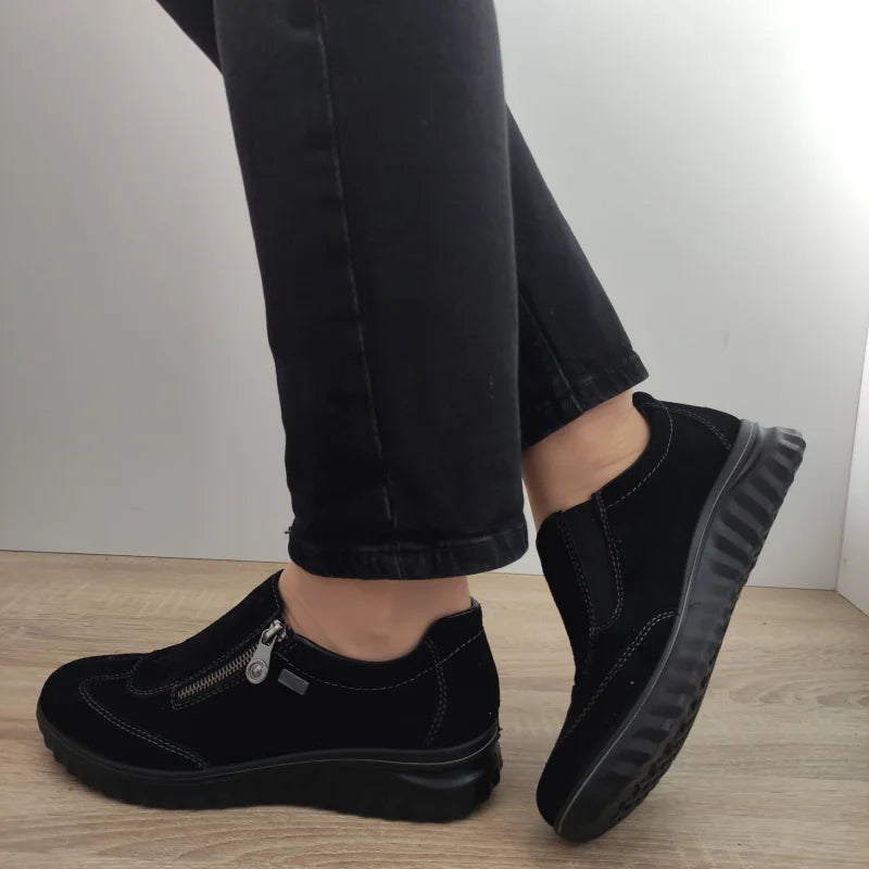 PANTOFI CASUAL DAMA RIEKER 59071-00 NEGRI VELUR - imagine 2