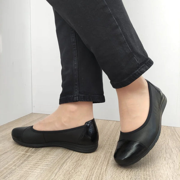 PANTOFI CASUAL DAMA RIEKER L9351-00 NEGRI + LAC - imagine 5