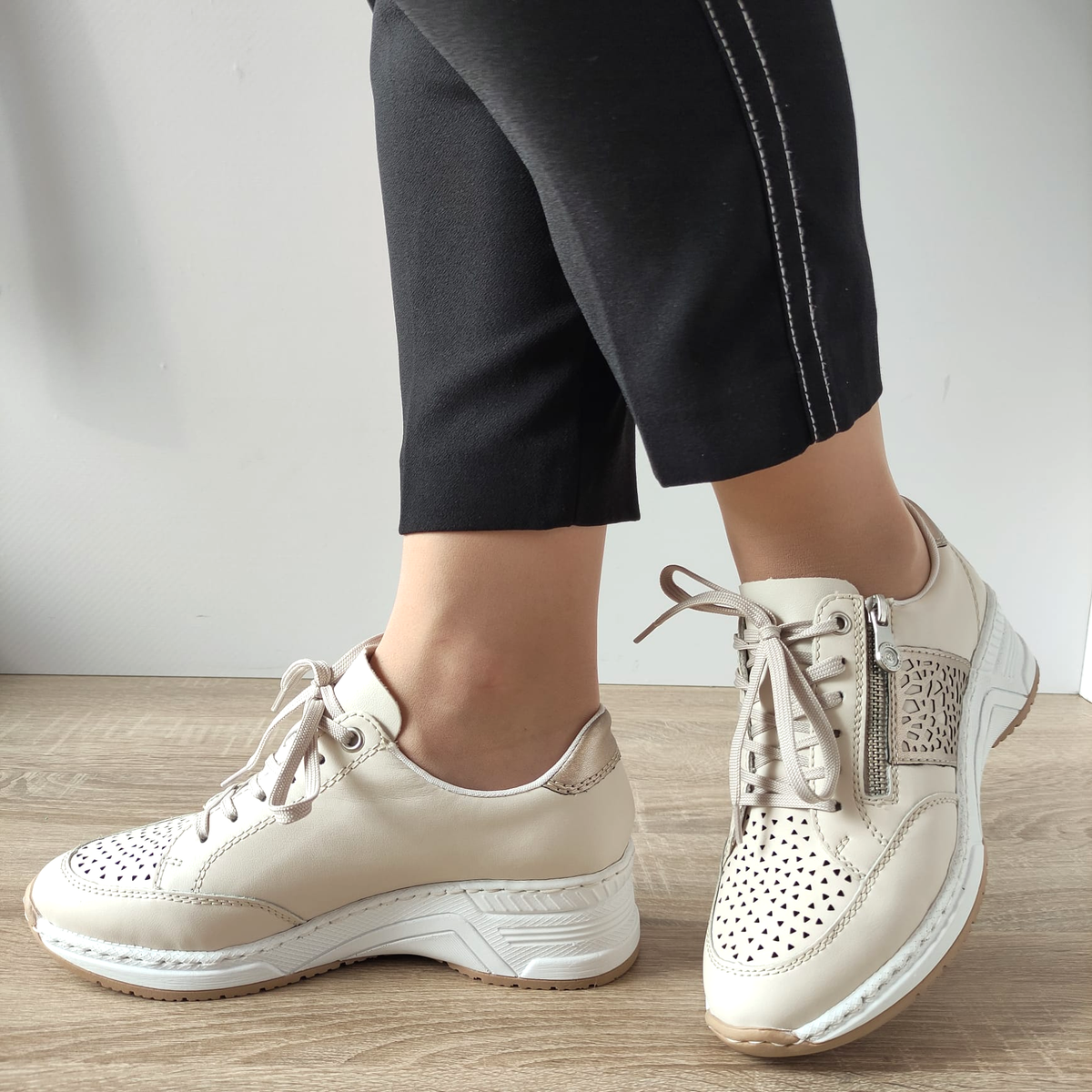 PANTOFI CASUAL DAMA RIEKER N4344-60 BEJ - imagine 3