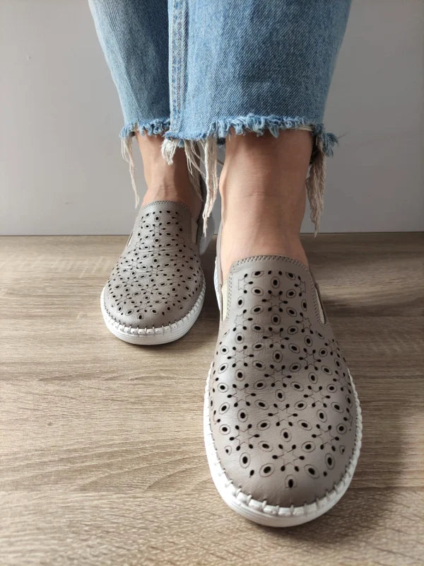 PANTOFI CASUAL PERFORATI DAMA CASPIAN 24015 GREJ - imagine 4