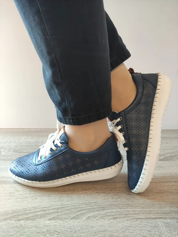 PANTOFI CASUAL PERFORATI DAMA CASPIAN 24280 BLEUMARIN - imagine 4