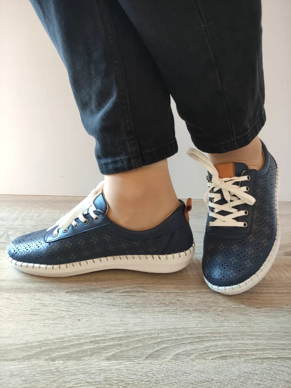 PANTOFI CASUAL PERFORATI DAMA CASPIAN 24280 BLEUMARIN - imagine 2