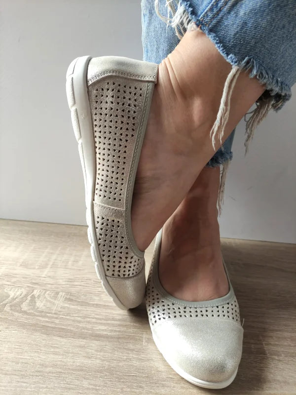 PANTOFI CASUAL PERFORATI DAMA PASS 42024 12-I BEJ METALIC