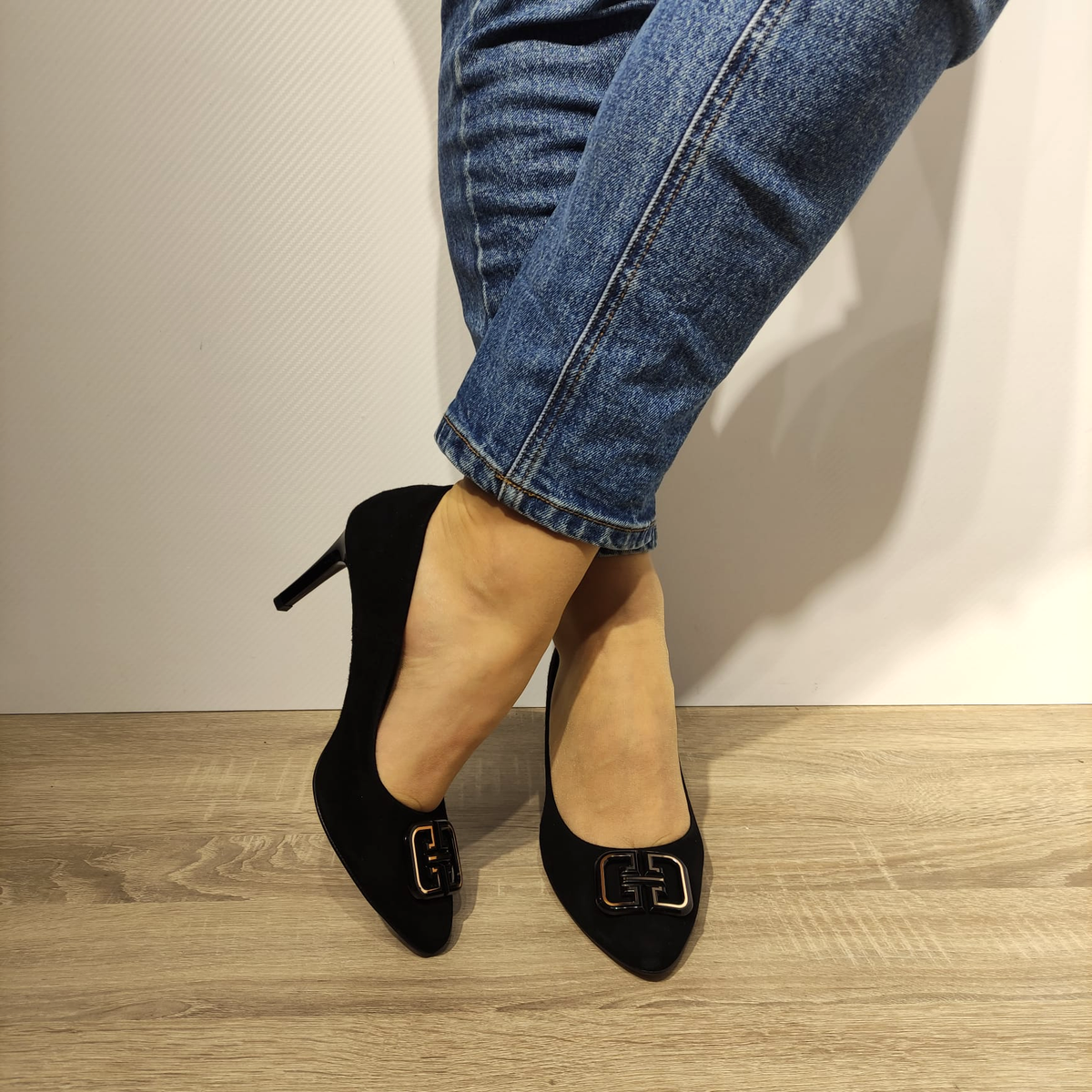 PANTOFI ELEGANTI DAMA AGA 1231.19 NEGRI VELUR - imagine 5