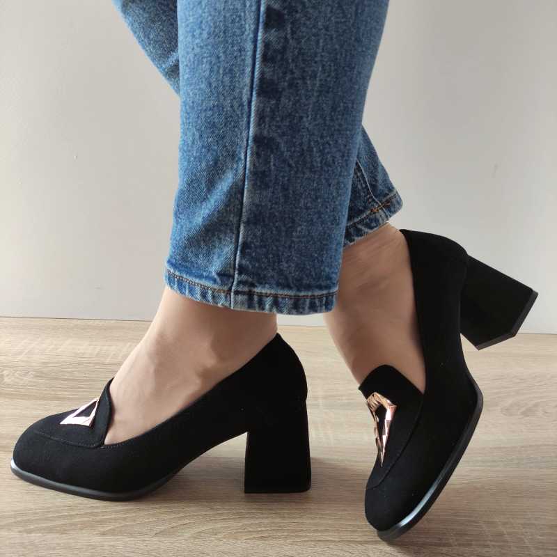 PANTOFI ELEGANTI DAMA AGA 9572 19 NEGRI VELUR - imagine 2