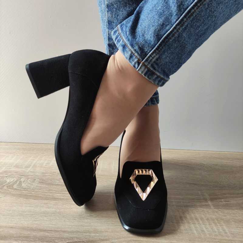 PANTOFI ELEGANTI DAMA AGA 9572 19 NEGRI VELUR - imagine 3