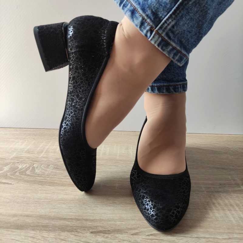 PANTOFI ELEGANTI DAMA AGA E1640 3004 NEGRI IMPRIMATI - imagine 3