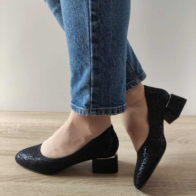 PANTOFI ELEGANTI DAMA AGA E1640 3004 NEGRI IMPRIMATI - imagine 2