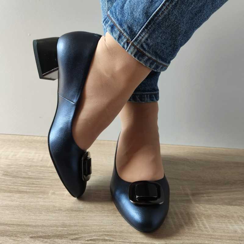 PANTOFI ELEGANTI DAMA AGA E1650.3088 ALBASTRI METALIC - imagine 4