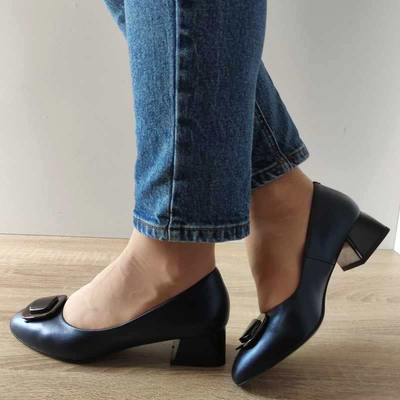 PANTOFI ELEGANTI DAMA AGA E1650.3088 ALBASTRI METALIC - imagine 2