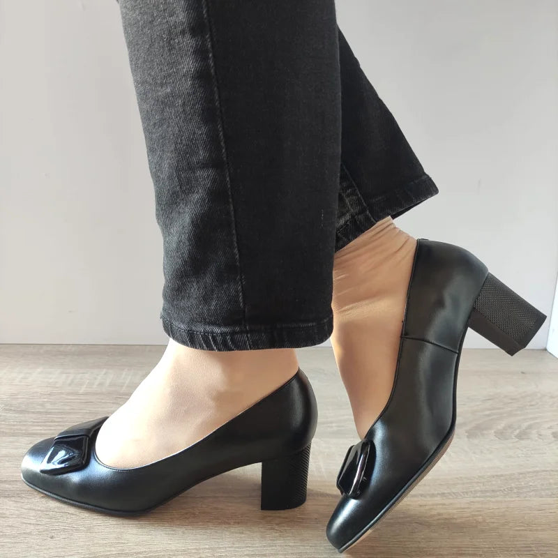 PANTOFI ELEGANTI DAMA ANTONIO 19337 NEGRI + LAC - imagine 2