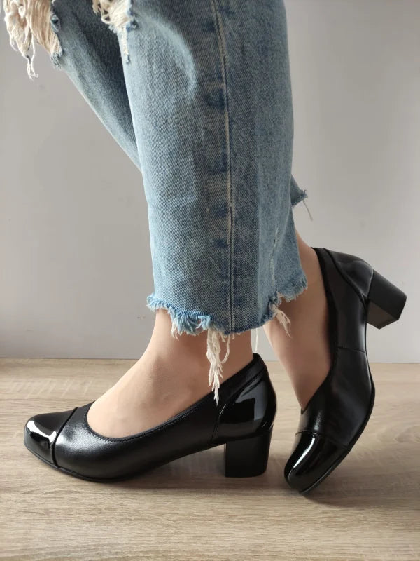 PANTOFI ELEGANTI DAMA CAPRICE 22302-45 NEGRI CU LAC - imagine 2