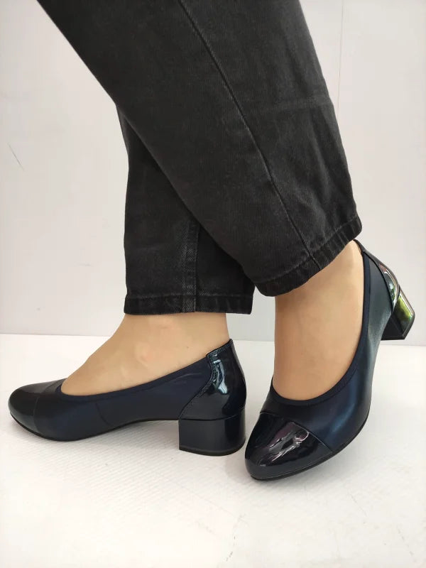 PANTOFI ELEGANTI DAMA CAPRICE 22500-42 ALBASTRI SIDEFAT CU LAC - imagine 2
