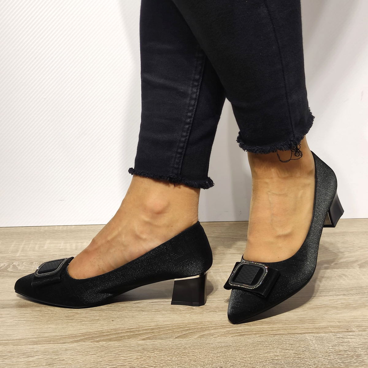 PANTOFI ELEGANTI DAMA FORMAZIONE 2316 NEGRI VELVET - imagine 2