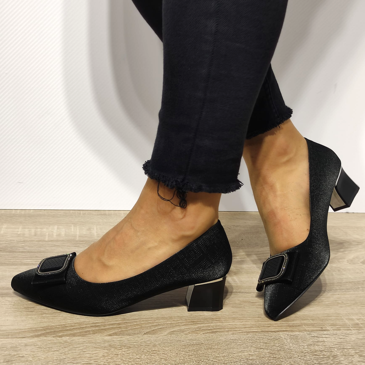 PANTOFI ELEGANTI DAMA FORMAZIONE 2316 NEGRI VELVET - imagine 3