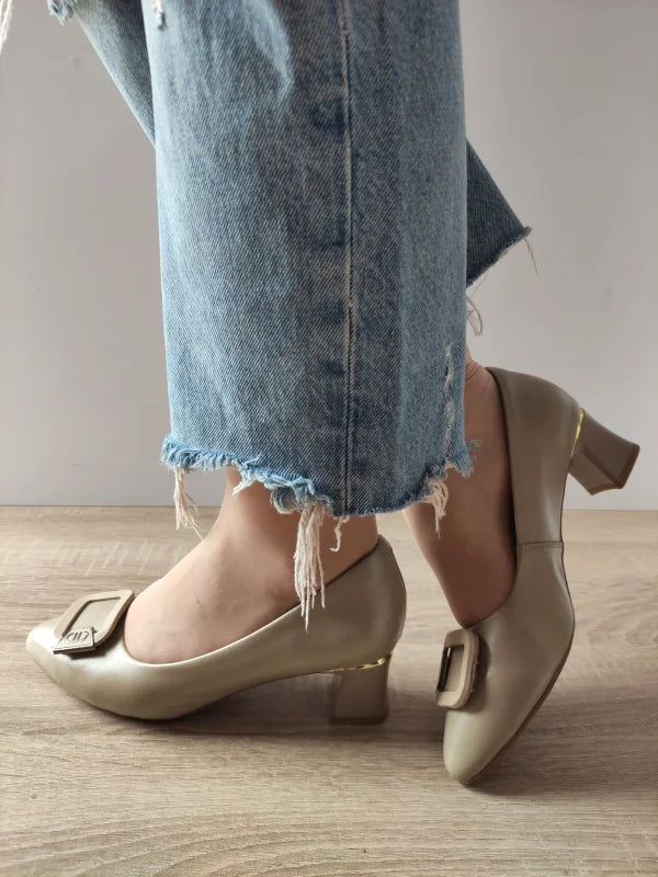 PANTOFI ELEGANTI DAMA FORMAZIONE 855-11 KHAKI (BEJ) - imagine 2