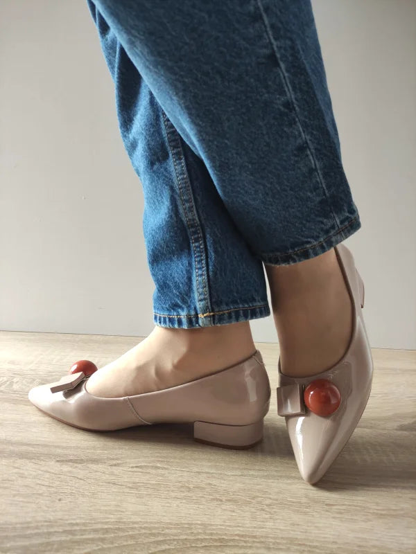 PANTOFI ELEGANTI DAMA PASS 460002C 03-L BEJ NUDE LAC - imagine 2