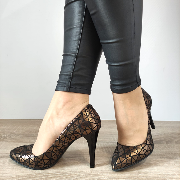 PANTOFI ELEGANTI DAMA PERLLA 19-19 NEGRI + BRONZ - imagine 3