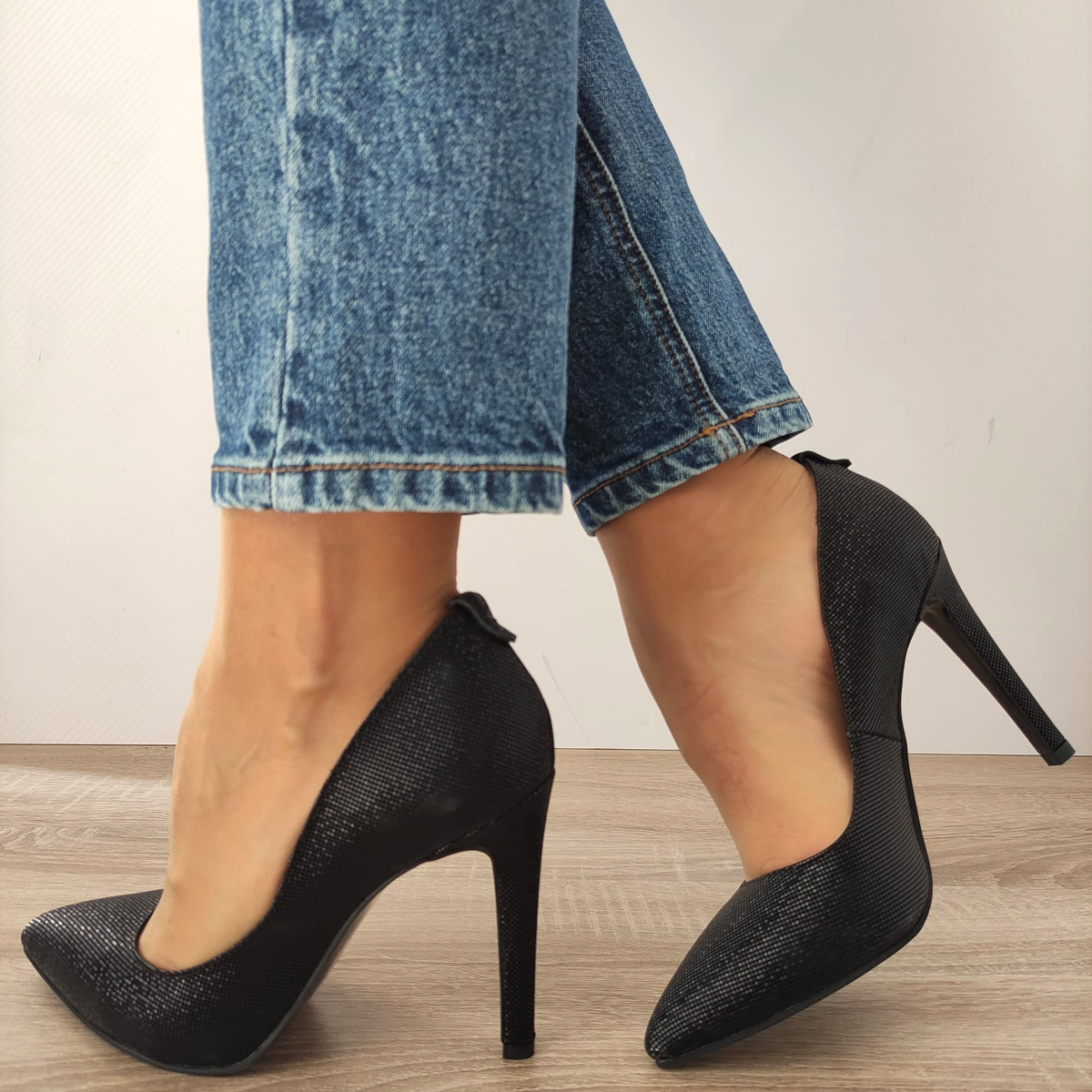 PANTOFI ELEGANTI DAMA PERLLA 374-47 NEGRU EFFECT - imagine 2
