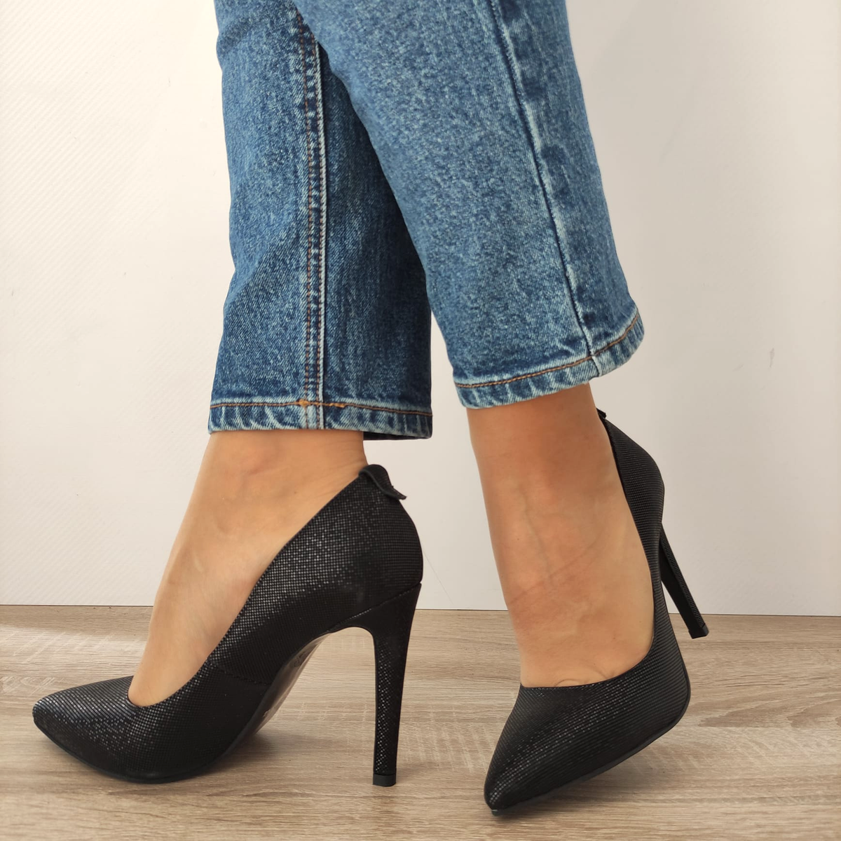 PANTOFI ELEGANTI DAMA PERLLA 374-47 NEGRU EFFECT - imagine 3