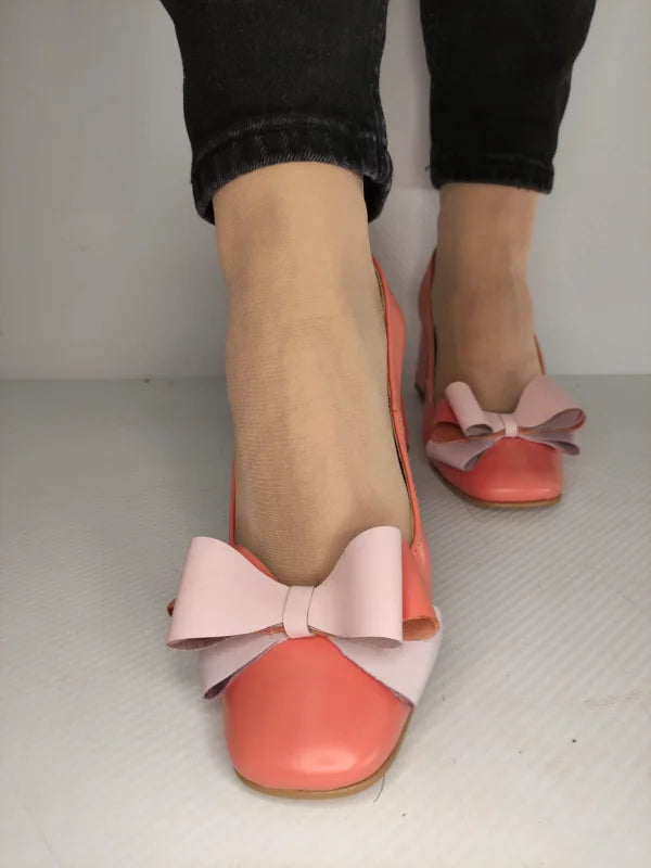 PANTOFI ELEGANTI DAMA RICO 148 CORAL CU ROZ - imagine 3