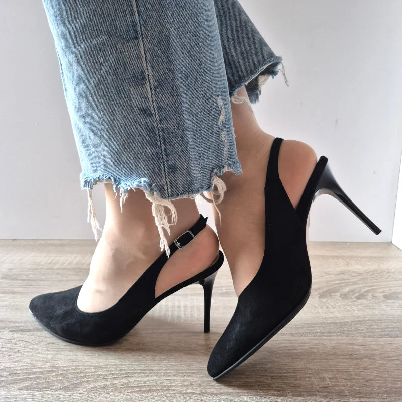 PANTOFI ELEGANTI DECUPATI DAMA ANTONIO 4527 NEGRI VELUR - imagine 2