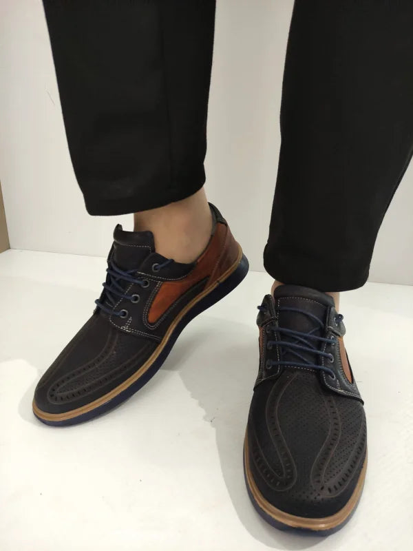 PANTOFI PERFORATI BARBATI BIO FLEX 1523 BLEUMARIN CU MARO