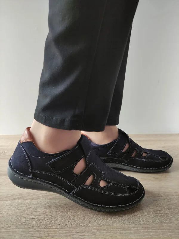 PANTOFI CASUAL PERFORATI BARBATI OTTER 9543 42-2 NAVY NUBUCK - imagine 2
