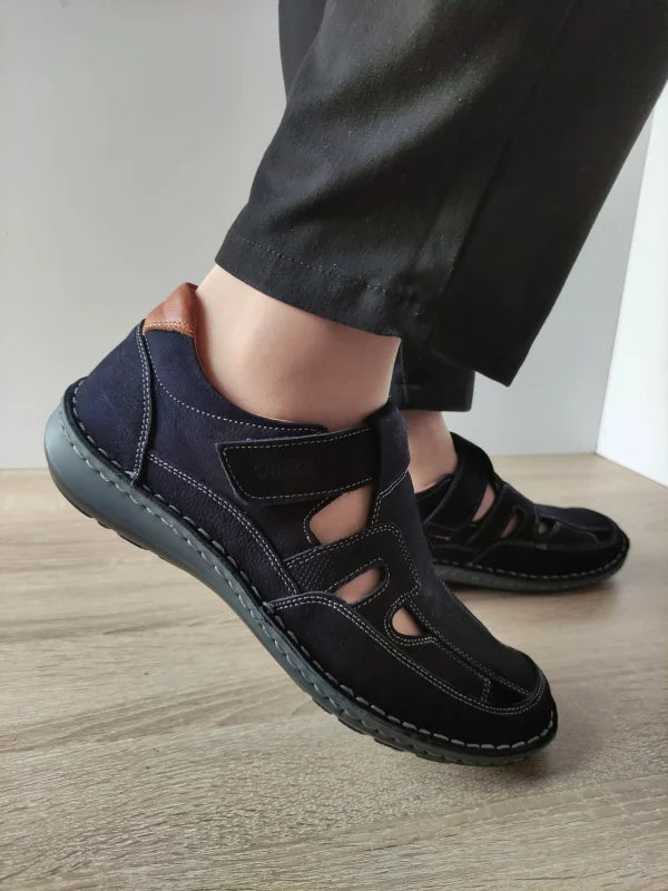 PANTOFI CASUAL PERFORATI BARBATI OTTER 9543 42-2 NAVY NUBUCK - imagine 3