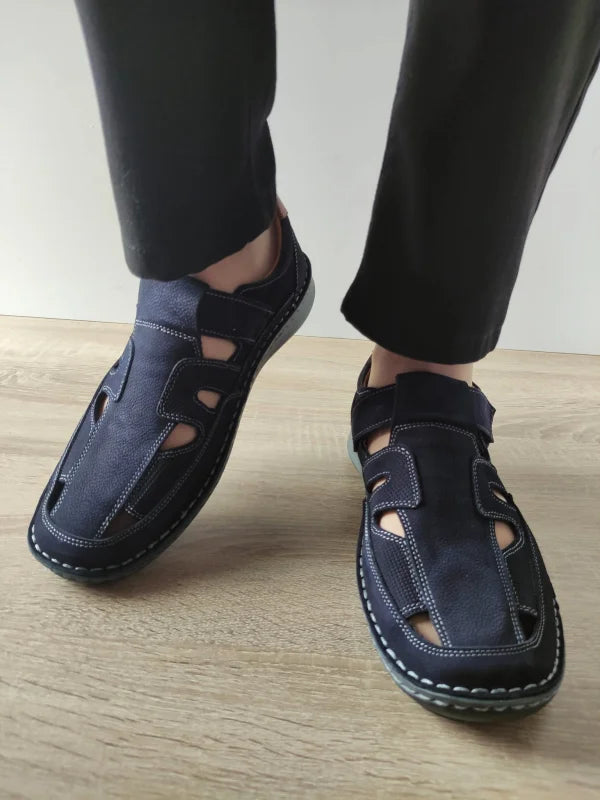 PANTOFI CASUAL PERFORATI BARBATI OTTER 9543 42-2 NAVY NUBUCK - imagine 4