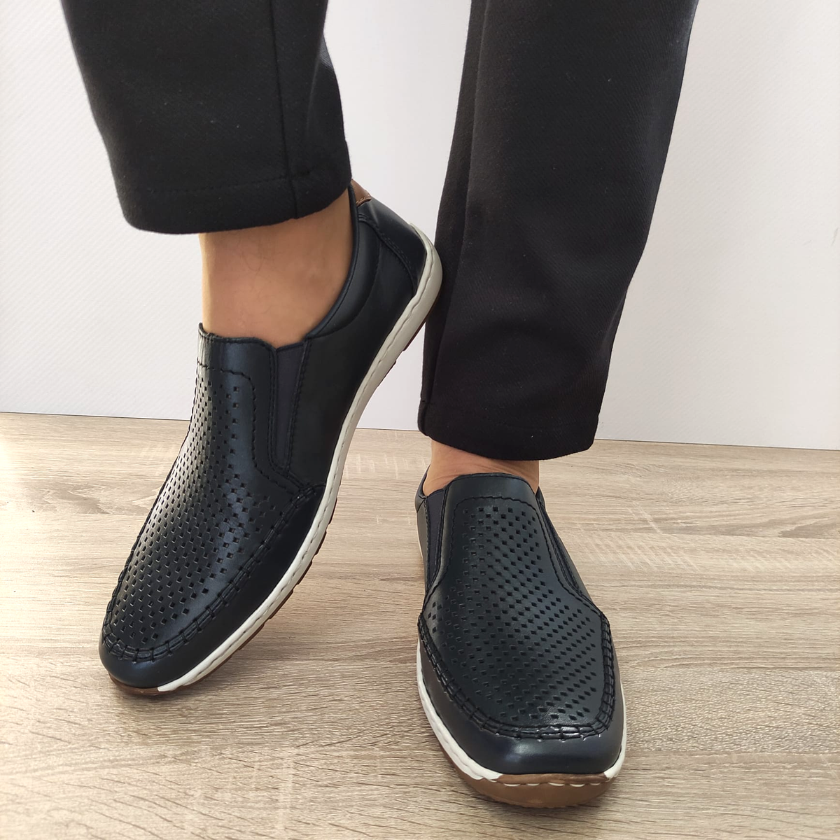 PANTOFI PERFORATI CASUAL BARBATI RIEKER 08868-15 BLEUMARIN - imagine 3