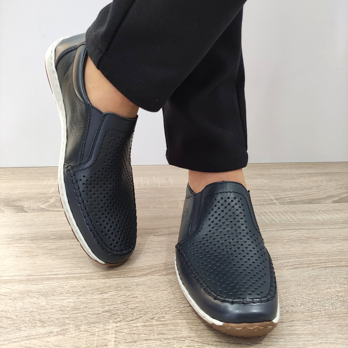 PANTOFI PERFORATI CASUAL BARBATI RIEKER 08868-15 BLEUMARIN - imagine 5